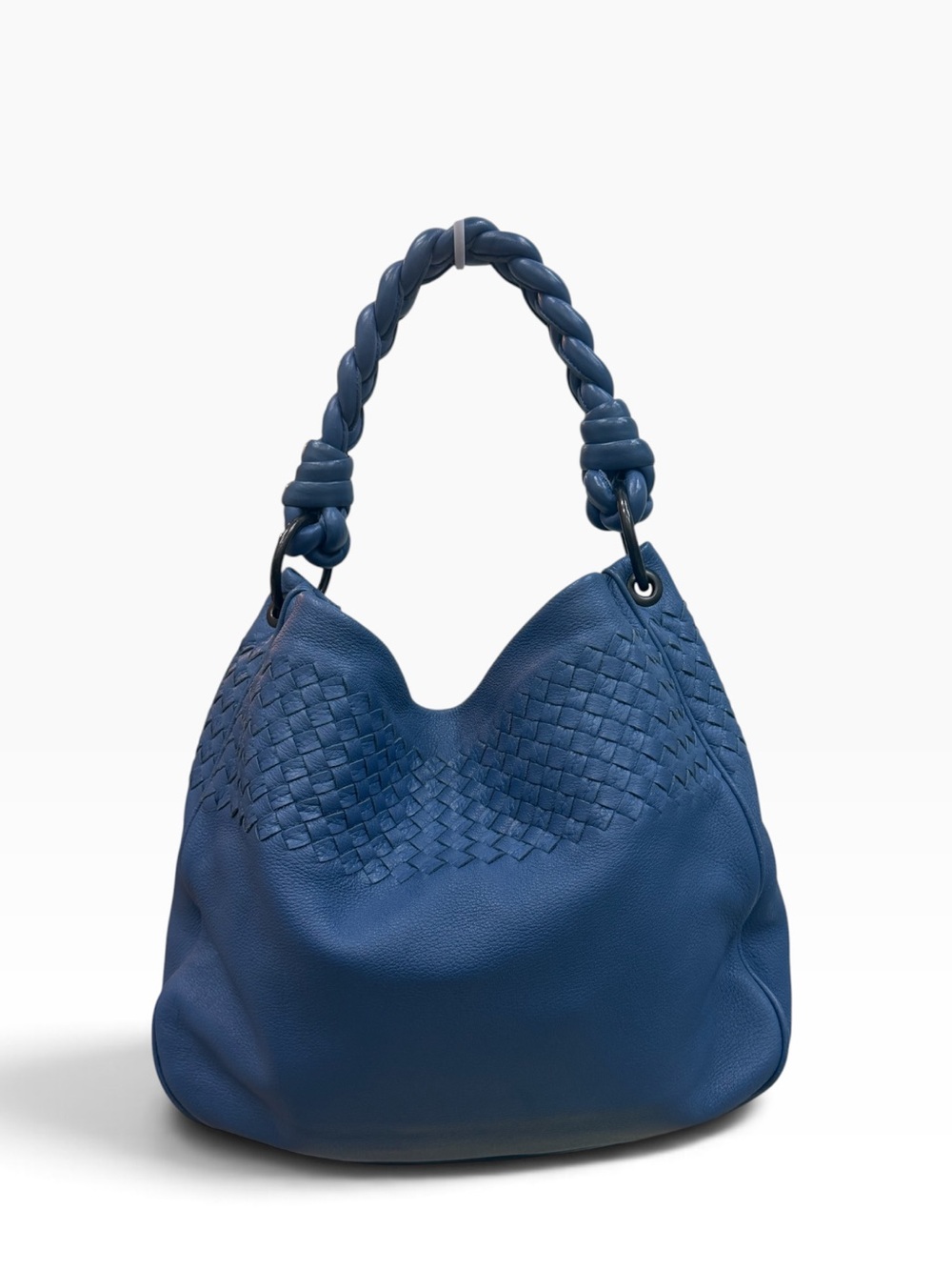 Bottega Veneta Intrecciato Nappa Leather Blue Hobo Shoulder Bag